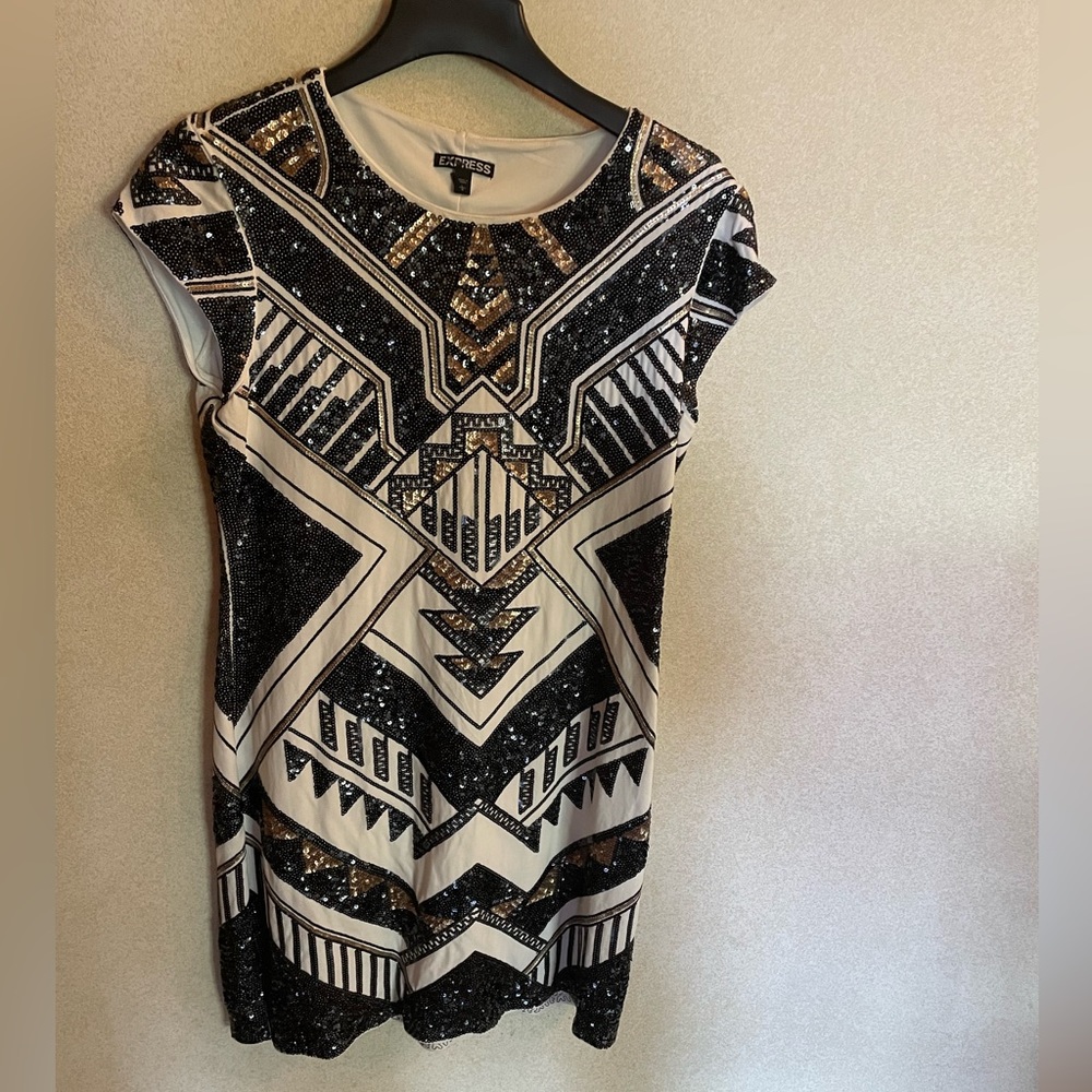 Express beaded mini dress. Size L.  Lined, great fit.